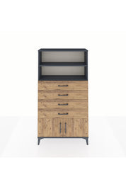 Arges Dolap 2 Raflı 4 Çekmeceli 2 Kapaklı 88x30x163 Antrasit-Çam