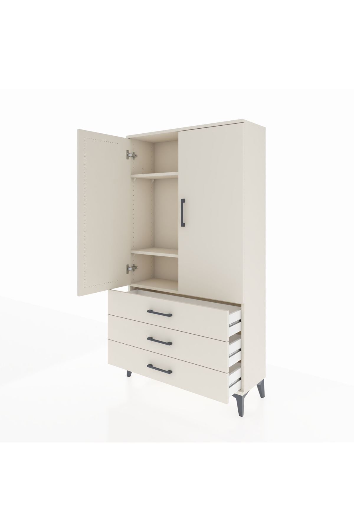 Arges Dolap 3 Raflı 3 Çekmeceli 2 Kapaklı 88x30x163 Aytaşı-Aytaşı