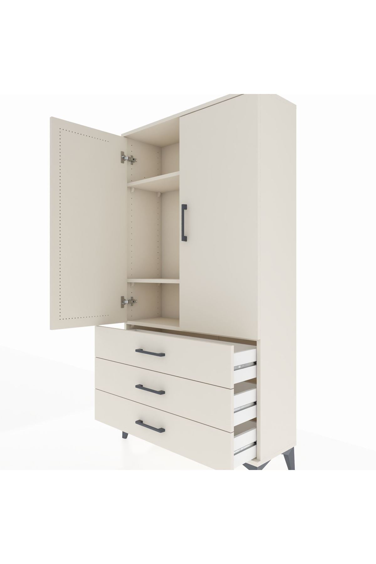 Arges Dolap 3 Raflı 3 Çekmeceli 2 Kapaklı 88x30x163 Aytaşı-Aytaşı