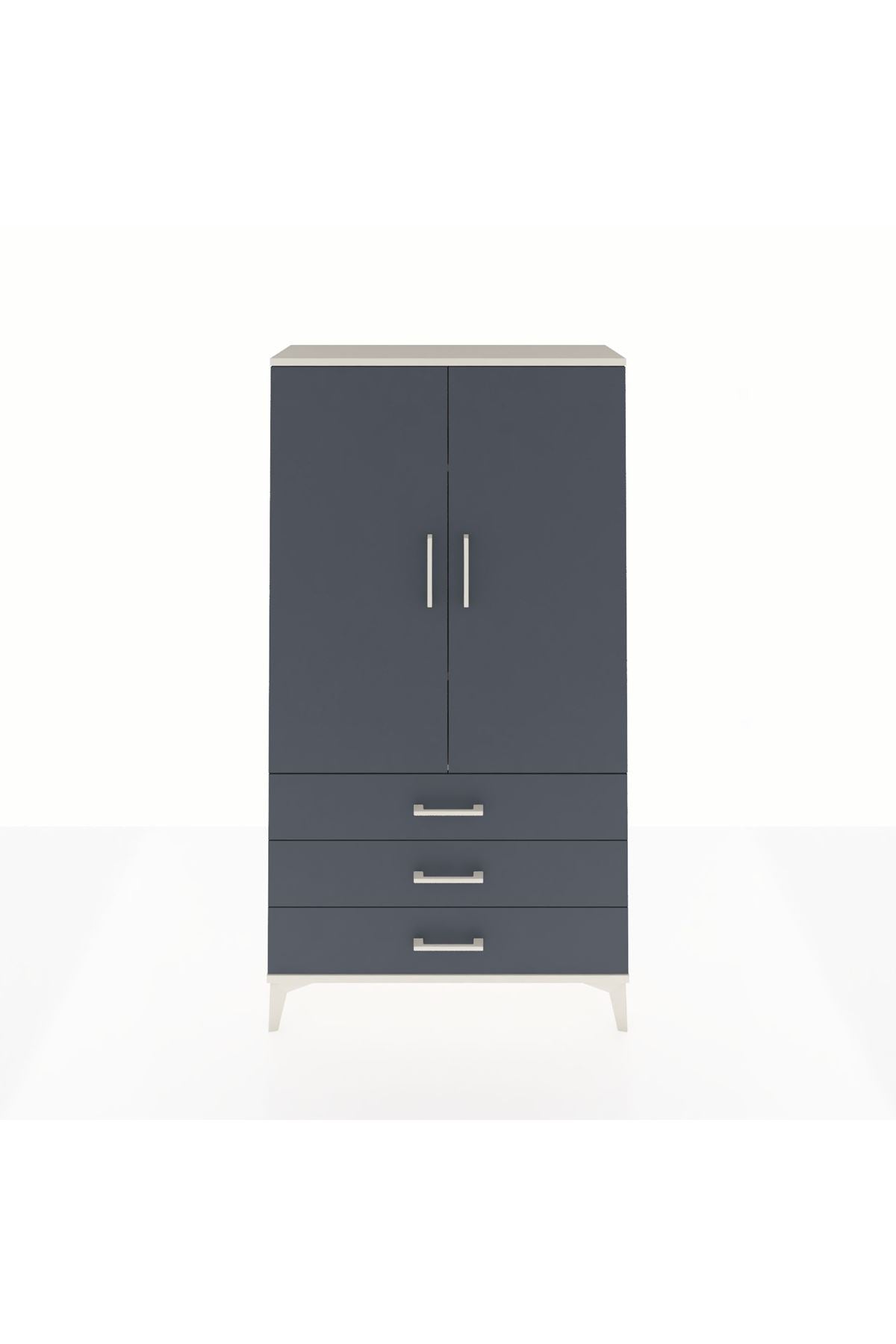 Arges Dolap 3 Raflı 3 Çekmeceli 2 Kapaklı 88x30x163 Aytaşı-Antrasit