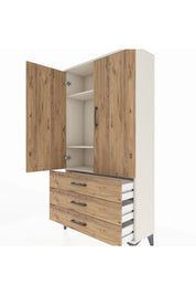 Arges Dolap 3 Raflı 3 Çekmeceli 2 Kapaklı 88x30x163 Aytaşı-Çam