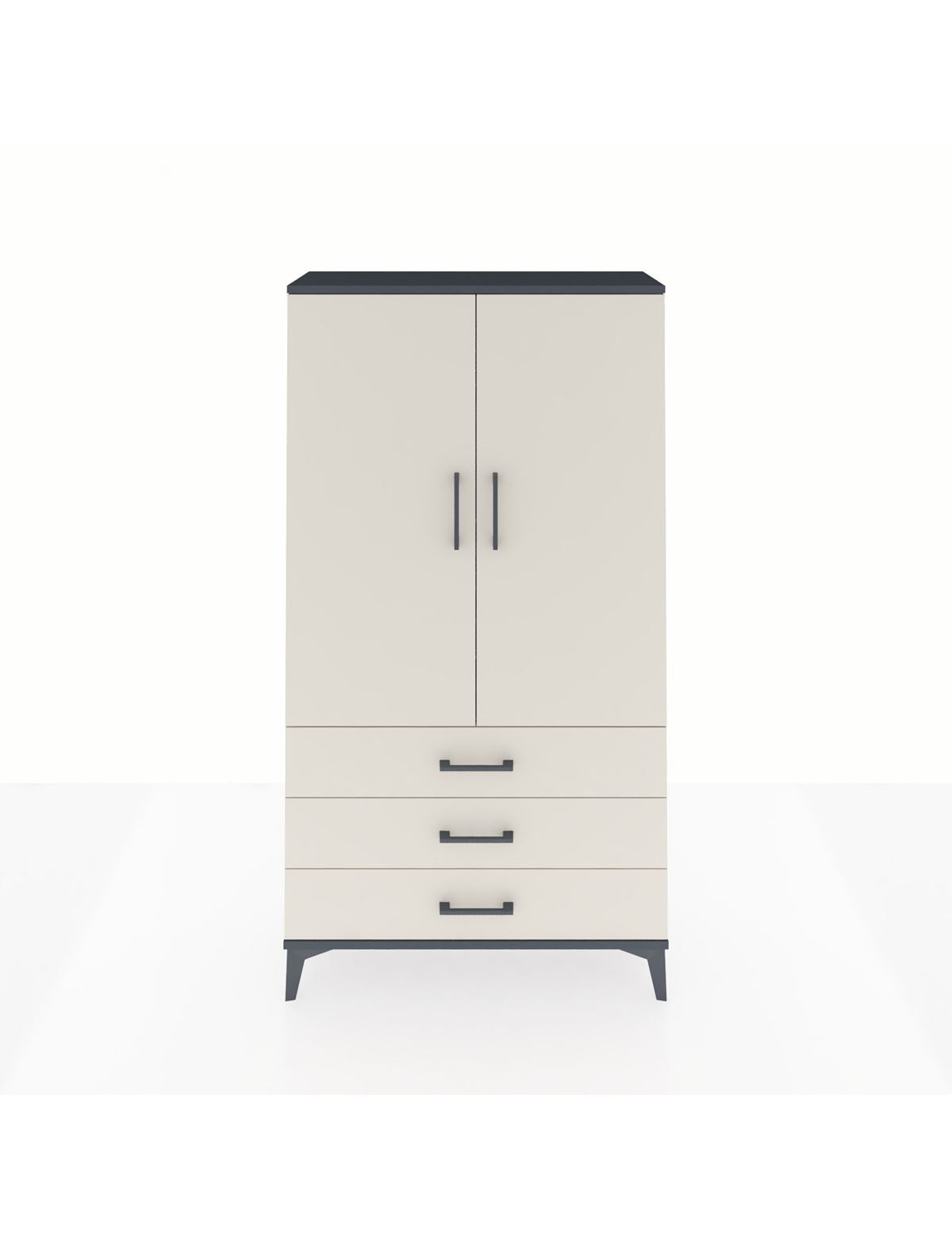 Arges Dolap 3 Raflı 3 Çekmeceli 2 Kapaklı 88x30x163 Antrasit-Aytaşı