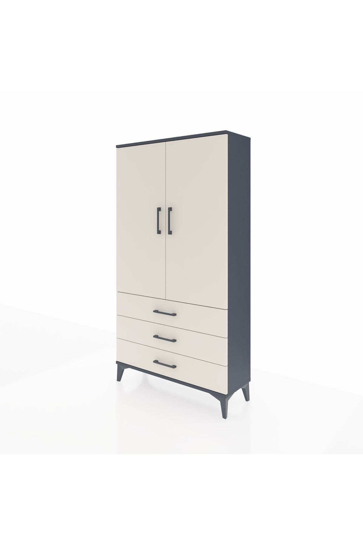 Arges Dolap 3 Raflı 3 Çekmeceli 2 Kapaklı 88x30x163 Antrasit-Aytaşı