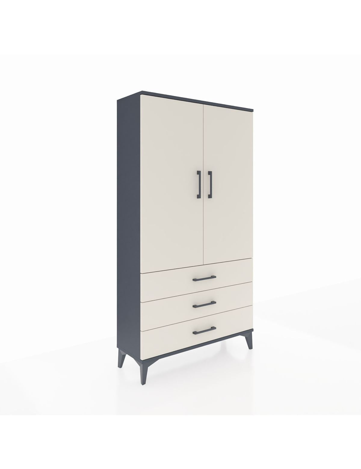 Arges Dolap 3 Raflı 3 Çekmeceli 2 Kapaklı 88x30x163 Antrasit-Aytaşı