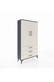 Arges Dolap 3 Raflı 3 Çekmeceli 2 Kapaklı 88x30x163 Antrasit-Aytaşı