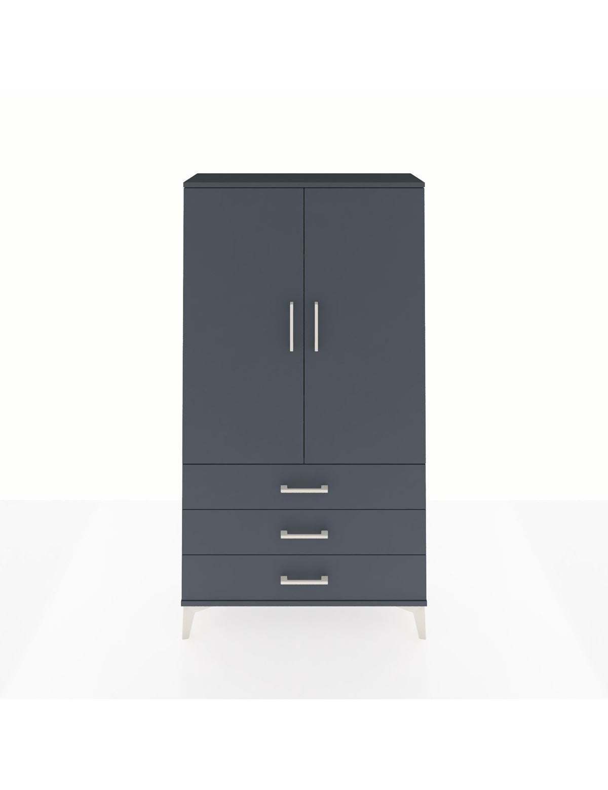 Arges Dolap 3 Raflı 3 Çekmeceli 2 Kapaklı 88x30x163 Antrasit-Antrasit