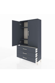 Arges Dolap 3 Raflı 3 Çekmeceli 2 Kapaklı 88x30x163 Antrasit-Antrasit