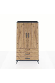 Arges Dolap 3 Raflı 3 Çekmeceli 2 Kapaklı 88x30x163 Antrasit-Çam