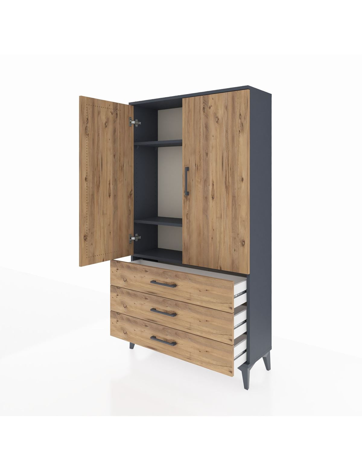 Arges Dolap 3 Raflı 3 Çekmeceli 2 Kapaklı 88x30x163 - S21M081V6A