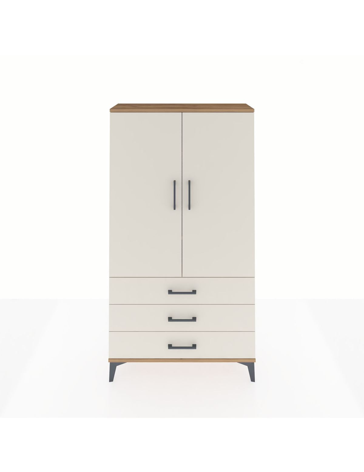 Arges Dolap 3 Raflı 3 Çekmeceli 2 Kapaklı 88x30x163 Çam-Aytaşı