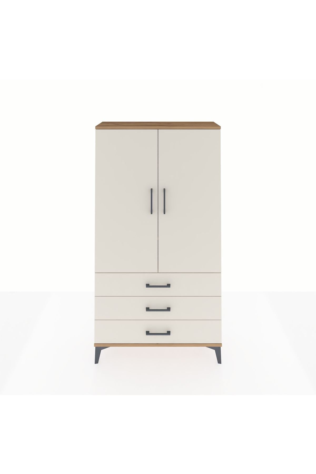 Arges Dolap 3 Raflı 3 Çekmeceli 2 Kapaklı 88x30x163 Çam-Aytaşı