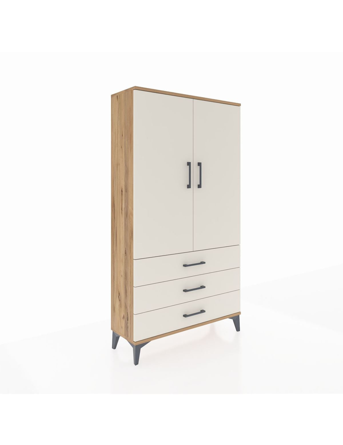 Arges Dolap 3 Raflı 3 Çekmeceli 2 Kapaklı 88x30x163 Çam-Aytaşı