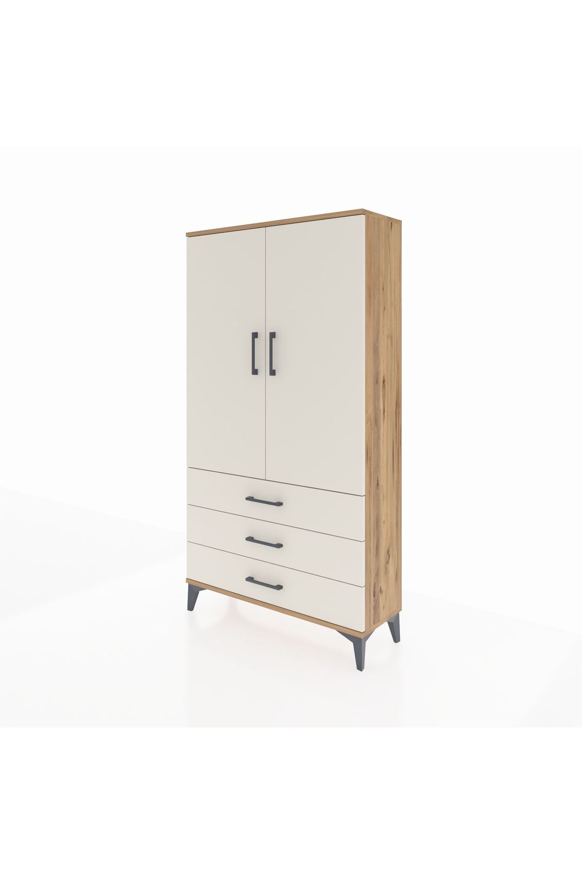 Arges Dolap 3 Raflı 3 Çekmeceli 2 Kapaklı 88x30x163 Çam-Aytaşı