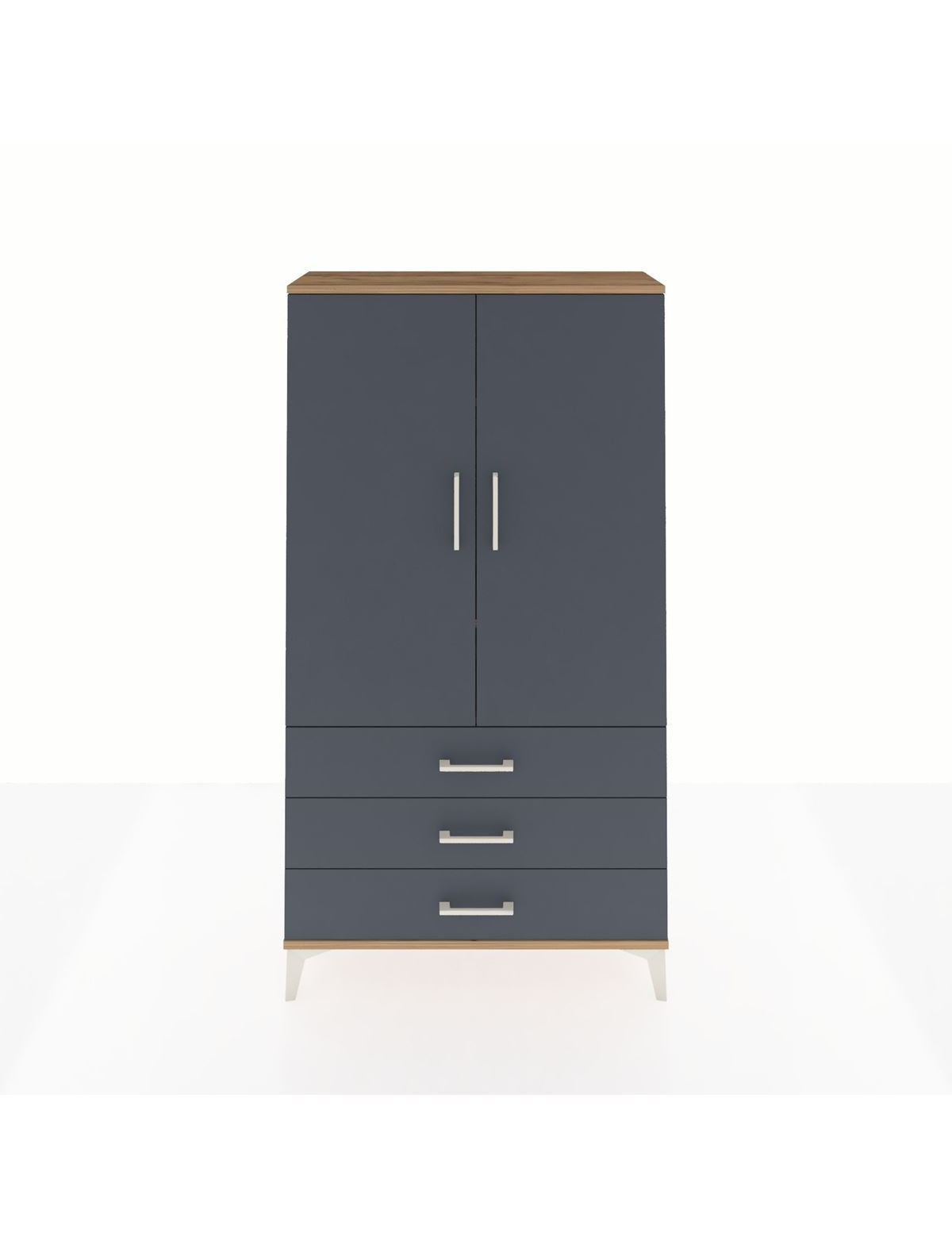 Arges Dolap 3 Raflı 3 Çekmeceli 2 Kapaklı 88x30x163 Çam-Antrasit