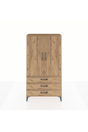Arges Dolap 3 Raflı 3 Çekmeceli 2 Kapaklı 88x30x163 Çam-Çam