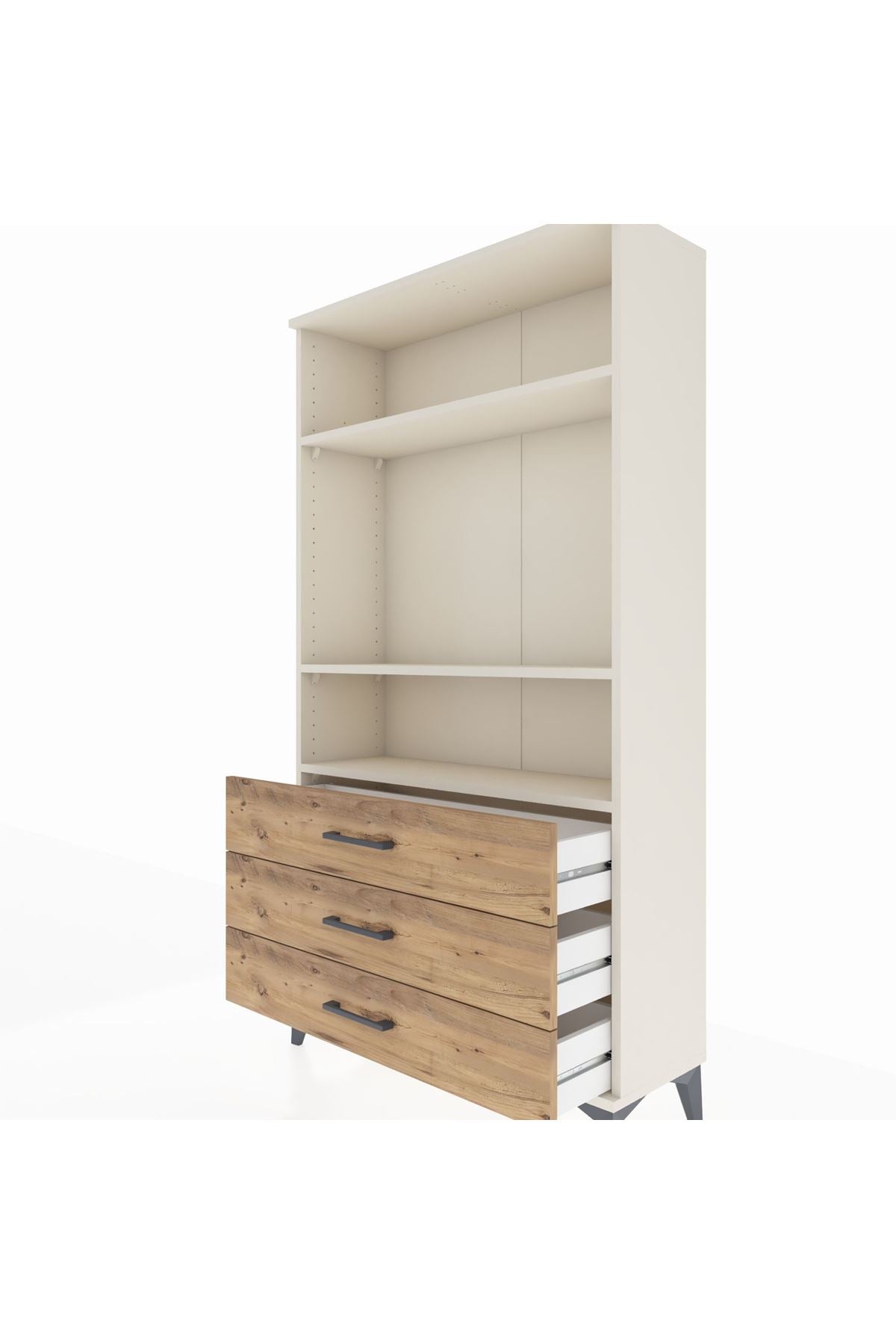 Arges Dolap 3 Raflı 3 Çekmeceli 88x30x163 Aytaşı-Çam