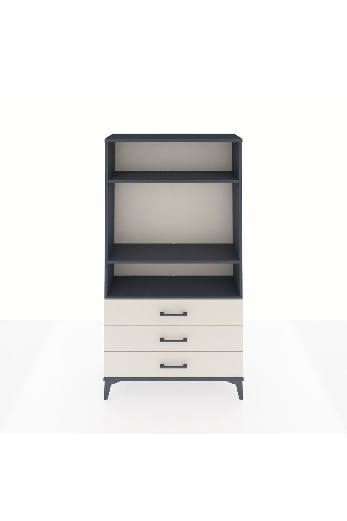 Arges Dolap 3 Raflı 3 Çekmeceli 88x30x163 Antrasit-Aytaşı