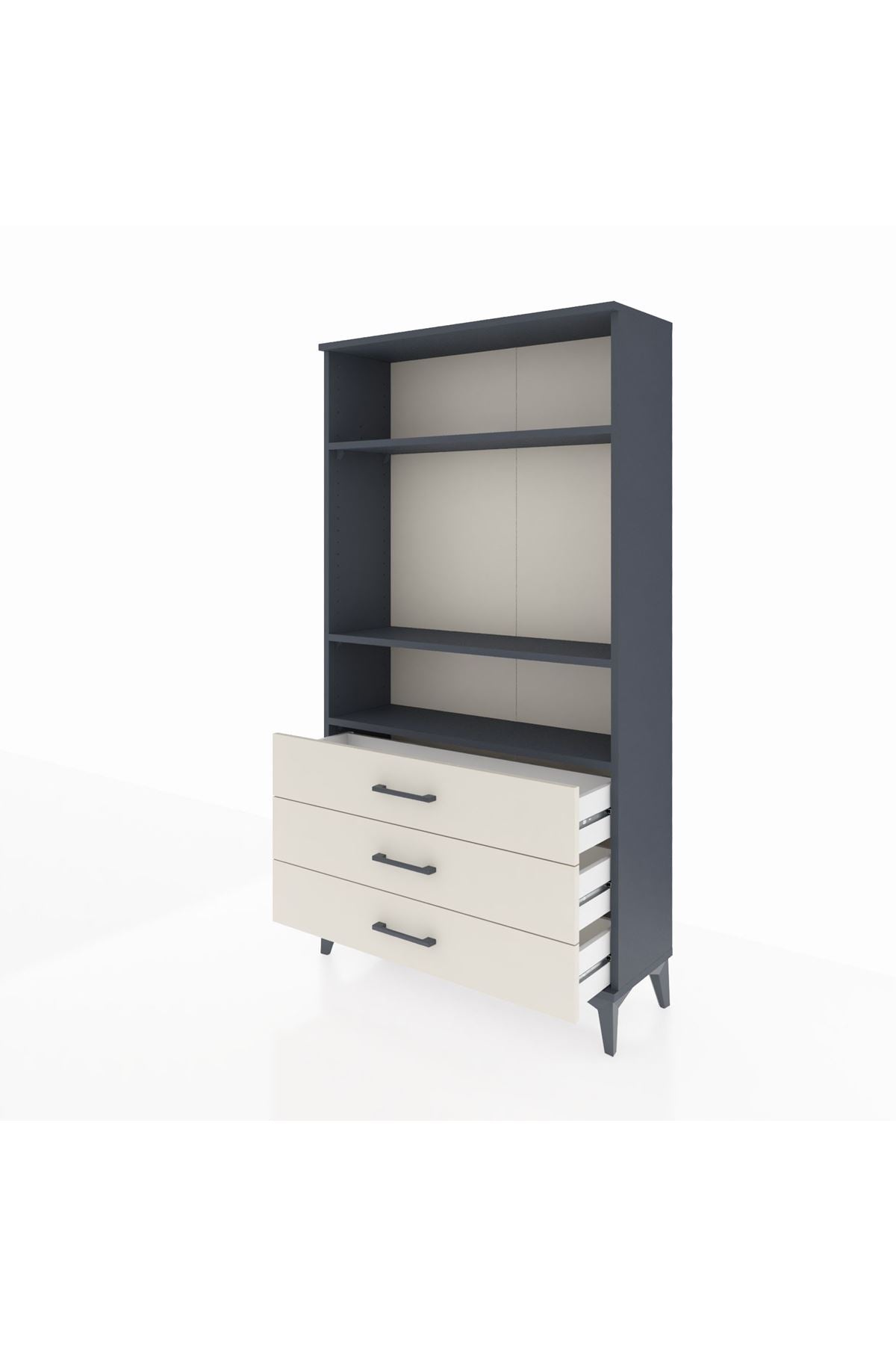Arges Dolap 3 Raflı 3 Çekmeceli 88x30x163 Antrasit-Aytaşı