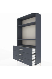 Arges Dolap 3 Raflı 3 Çekmeceli 88x30x163 Antrasit-Antrasit