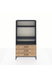 Arges Dolap 3 Raflı 3 Çekmeceli 88x30x163 Antrasit-Çam