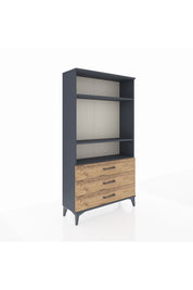 Arges Dolap 3 Raflı 3 Çekmeceli 88x30x163 Antrasit-Çam