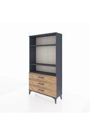 Arges Dolap 3 Raflı 3 Çekmeceli 88x30x163 Antrasit-Çam