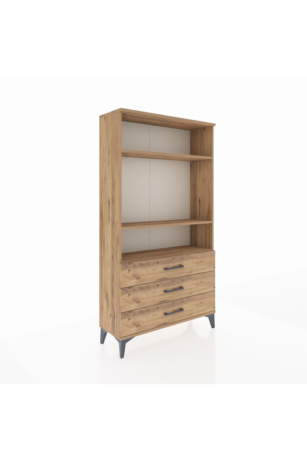 Arges Dolap 3 Raflı 3 Çekmeceli 88x30x163 Çam-Çam