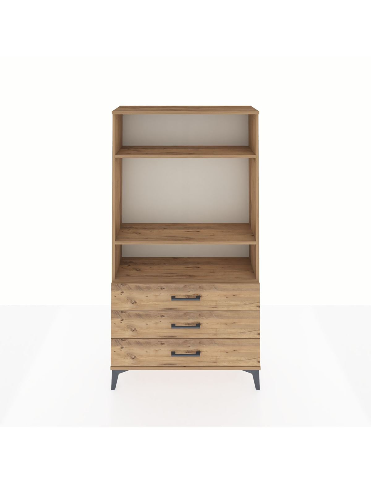 Arges Dolap 3 Raflı 3 Çekmeceli 88x30x163 Çam-Çam