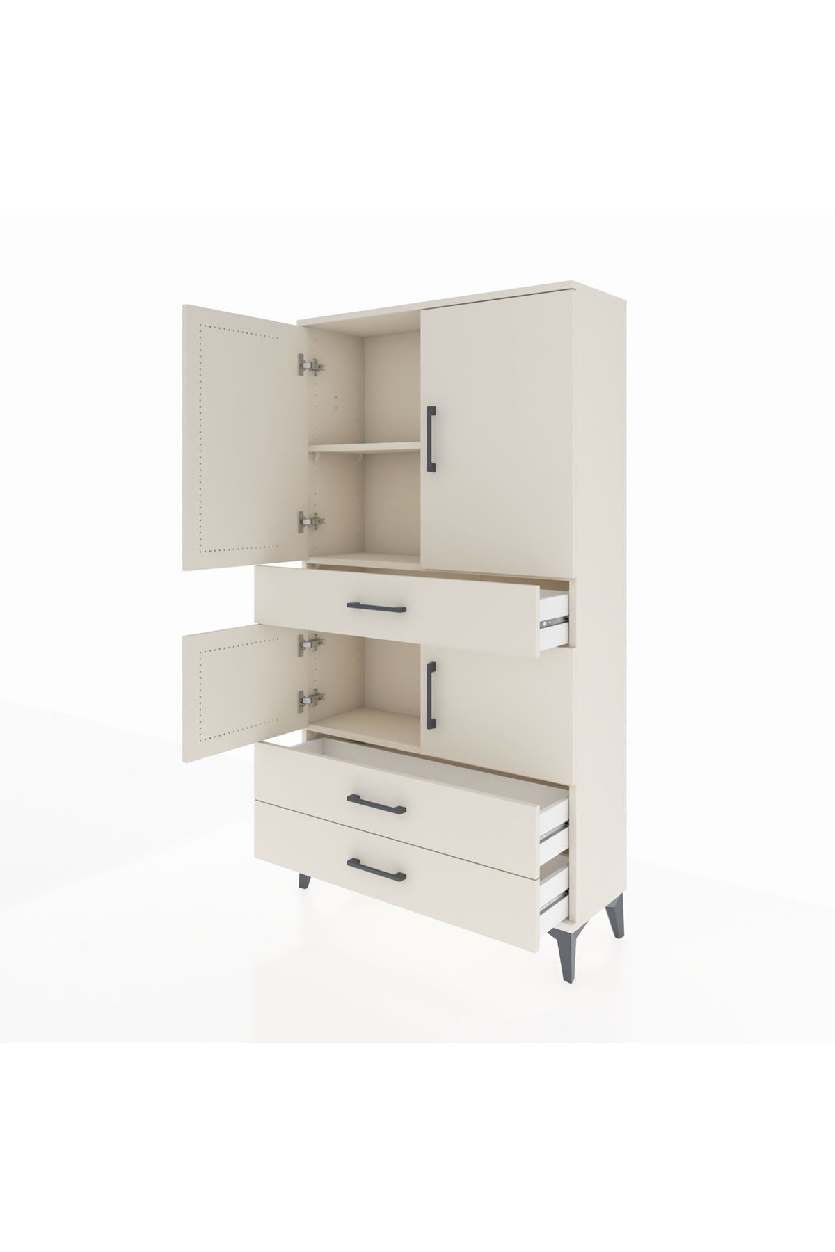 Arges Dolap 3 Raflı 3 Çekmeceli 4 Kapaklı 88x30x163 Aytaşı-Aytaşı