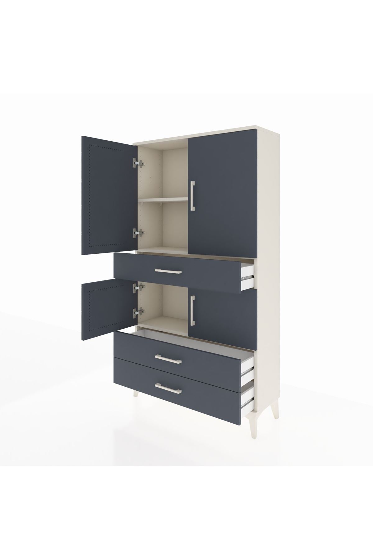 Arges Dolap 3 Raflı 3 Çekmeceli 4 Kapaklı 88x30x163 Aytaşı-Antrasit