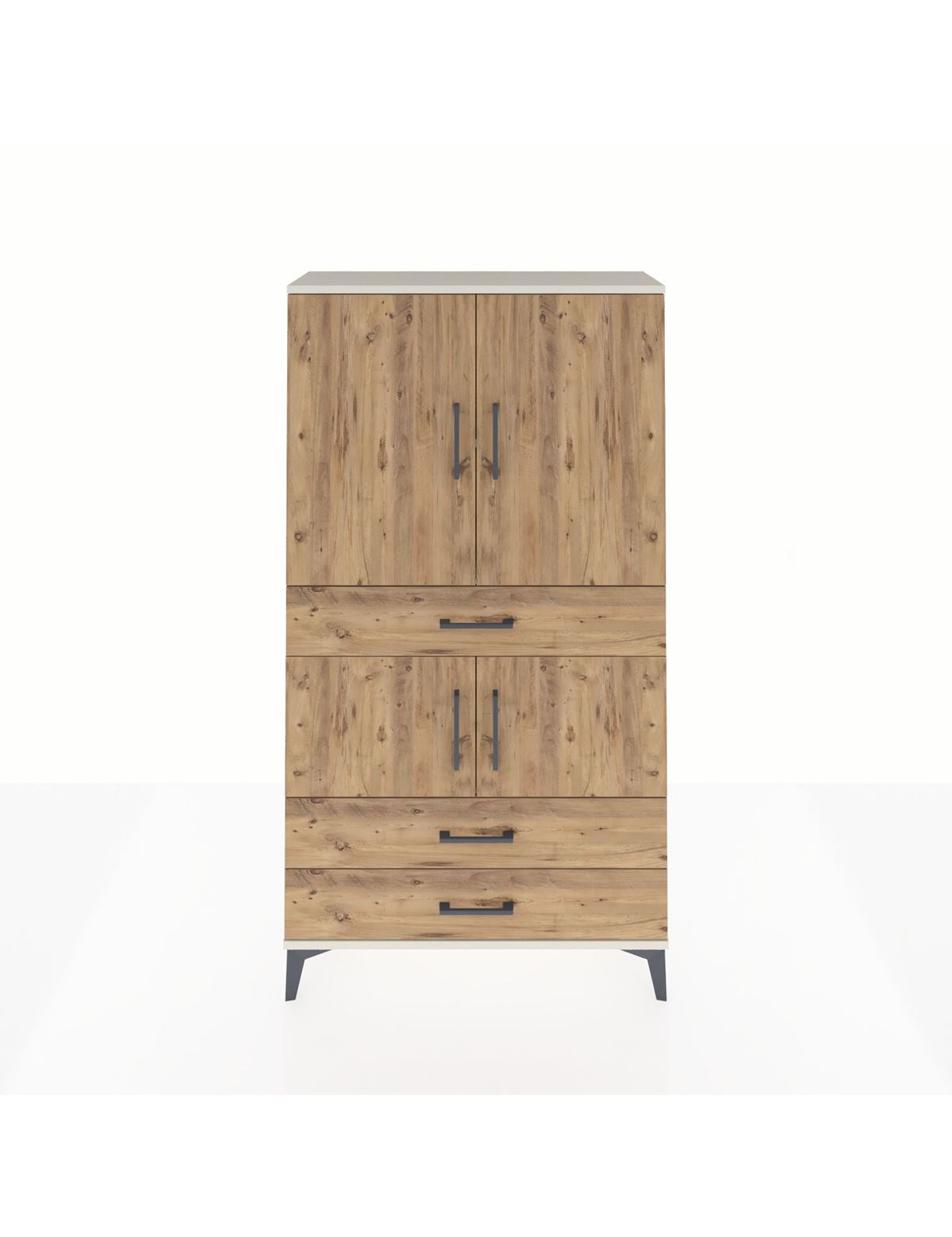 Arges Dolap 3 Raflı 3 Çekmeceli 4 Kapaklı 88x30x163 Aytaşı-Çam