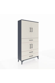 Arges Dolap 3 Raflı 3 Çekmeceli 4 Kapaklı 88x30x163 Antrasit-Aytaşı