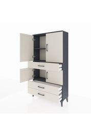 Arges Dolap 3 Raflı 3 Çekmeceli 4 Kapaklı 88x30x163 Antrasit-Aytaşı