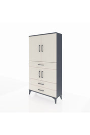Arges Dolap 3 Raflı 3 Çekmeceli 4 Kapaklı 88x30x163 Antrasit-Aytaşı
