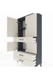 Arges Dolap 3 Raflı 3 Çekmeceli 4 Kapaklı 88x30x163 Antrasit-Aytaşı