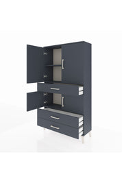 Arges Dolap 3 Raflı 3 Çekmeceli 4 Kapaklı 88x30x163 Antrasit-Antrasit