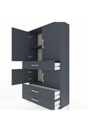 Arges Dolap 3 Raflı 3 Çekmeceli 4 Kapaklı 88x30x163 Antrasit-Antrasit