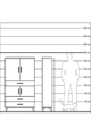 Arges Dolap 3 Raflı 3 Çekmeceli 4 Kapaklı 88x30x163 Antrasit-Antrasit