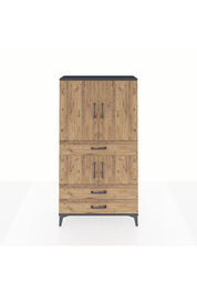 Arges Dolap 3 Raflı 3 Çekmeceli 4 Kapaklı 88x30x163 Antrasit-Çam