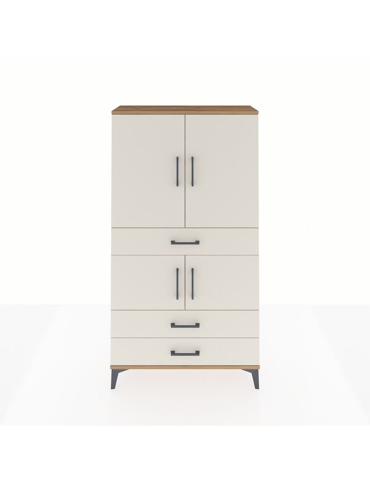 Arges Dolap 3 Raflı 3 Çekmeceli 4 Kapaklı 88x30x163 Çam-Aytaşı