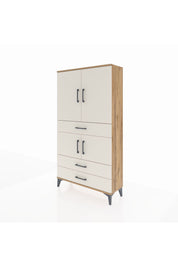 Arges Dolap 3 Raflı 3 Çekmeceli 4 Kapaklı 88x30x163 Çam-Aytaşı