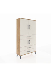 Arges Dolap 3 Raflı 3 Çekmeceli 4 Kapaklı 88x30x163 Çam-Aytaşı
