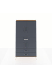 Arges Dolap 3 Raflı 3 Çekmeceli 4 Kapaklı 88x30x163 Çam-Antrasit