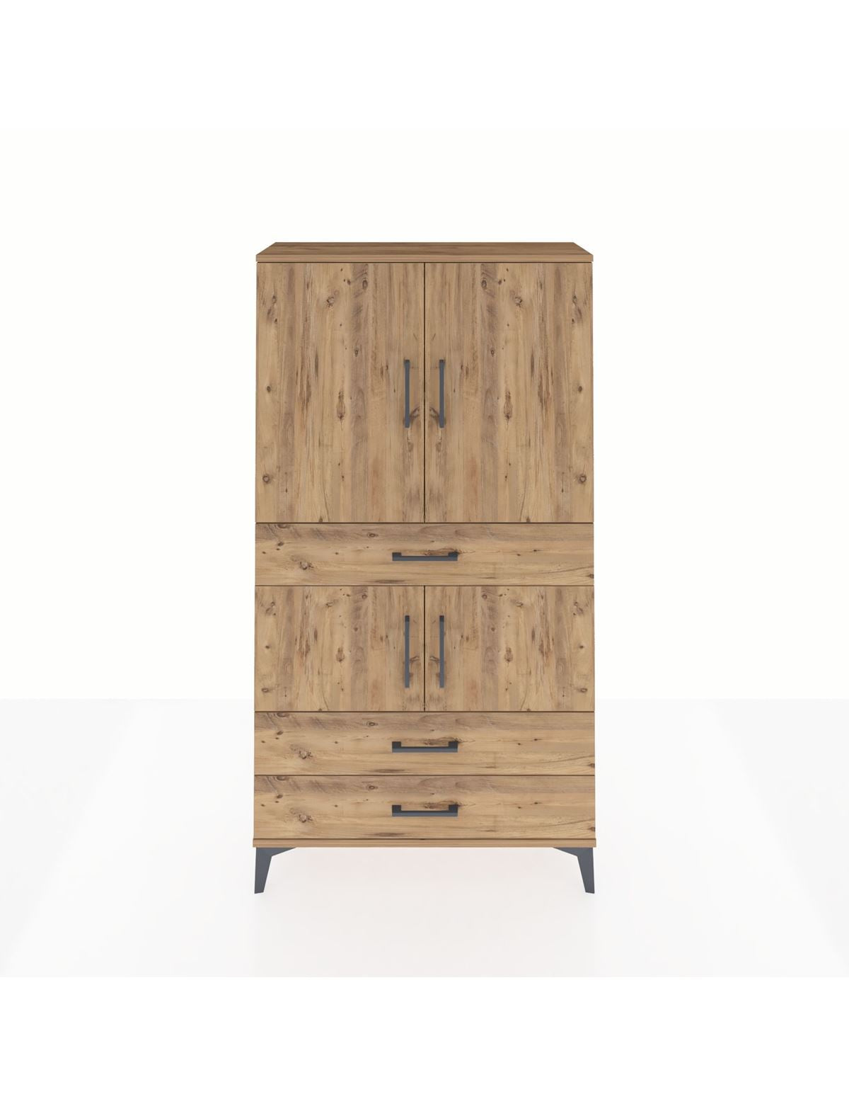 Arges Dolap 3 Raflı 3 Çekmeceli 4 Kapaklı 88x30x163 Çam-Çam