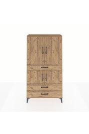 Arges Dolap 3 Raflı 3 Çekmeceli 4 Kapaklı 88x30x163 Çam-Çam