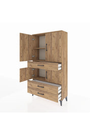 Arges Dolap 3 Raflı 3 Çekmeceli 4 Kapaklı 88x30x163 Çam-Çam