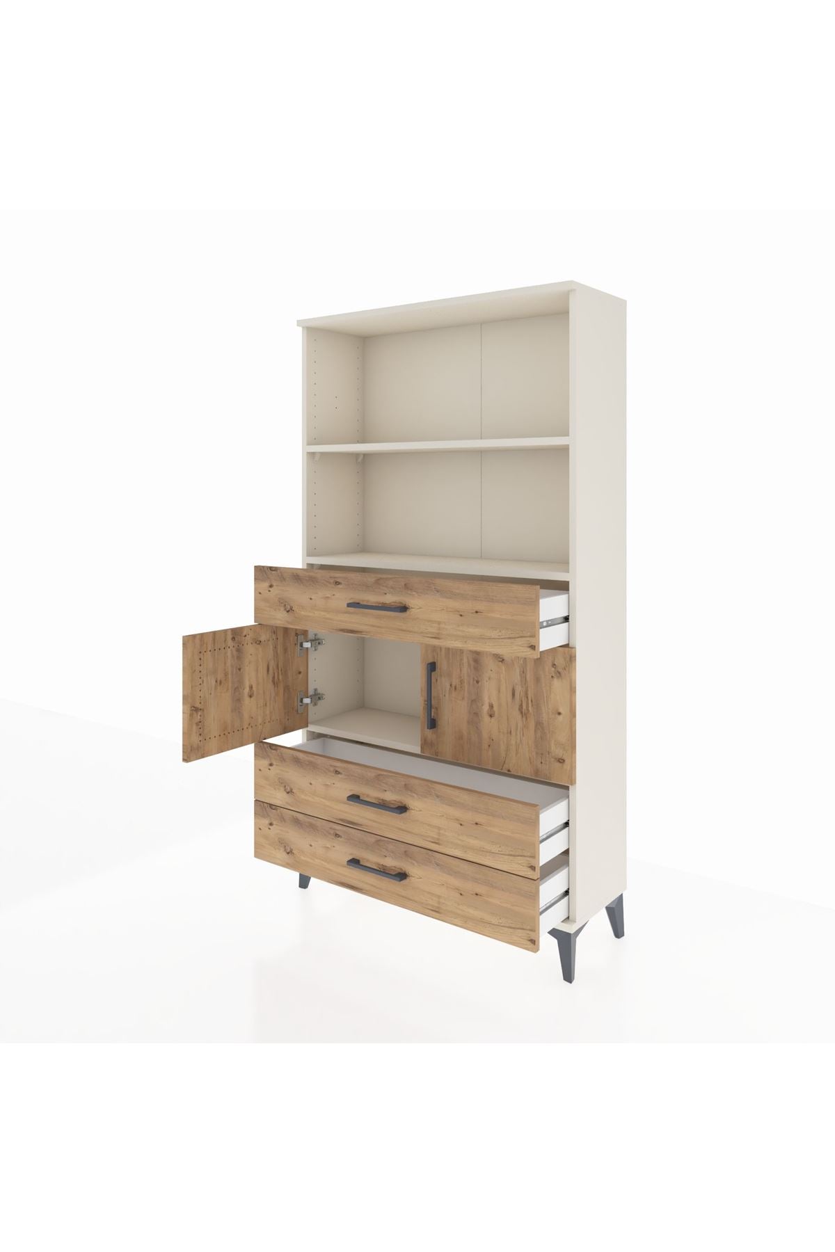 Arges Dolap 3 Raflı 3 Çekmeceli 2 Kapaklı 88x30x163 Aytaşı-Çam