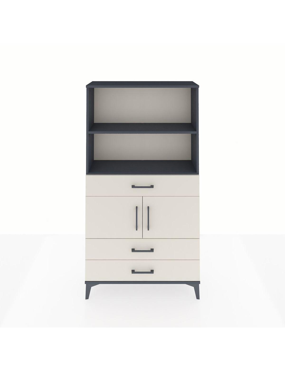 Arges Dolap 3 Raflı 3 Çekmeceli 2 Kapaklı 88x30x163 Antrasit-Aytaşı