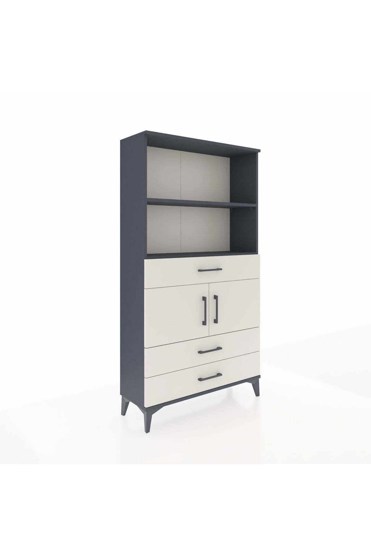 Arges Dolap 3 Raflı 3 Çekmeceli 2 Kapaklı 88x30x163 Antrasit-Aytaşı