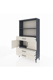 Arges Dolap 3 Raflı 3 Çekmeceli 2 Kapaklı 88x30x163 Antrasit-Aytaşı